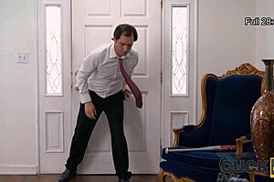 Cuckold husband watches friend fuck wife in bedroom