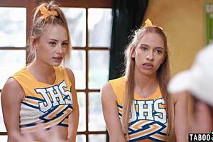 Cheerleader Khloe, Kyler get big cocks in tight asses