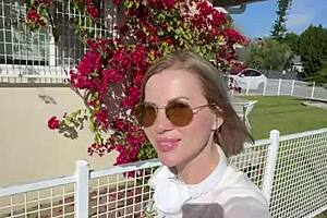 beautiful petite blonde flashes in public with small tits