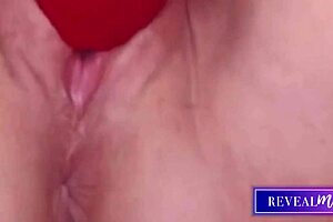 Horny MILF reveals wet pussy, gets vibrated to orgasm