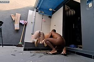 Two young lesbians give ass to big black cock without complaint