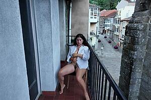 Risky Public Balcony Masturbation Of My Stepsister