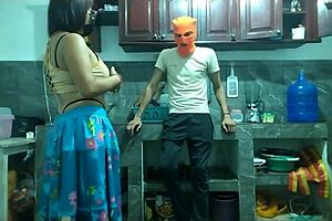 Friends wait in the kitchen for a surprise