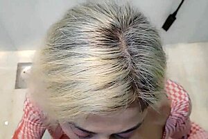 Proud piss slut takes sloppy cumshot on small tits