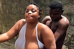 A girl from the streets with big boobs loves to fuck outdoors