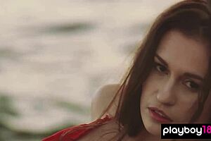 Petite Ukrainian babe strips in nature for fun