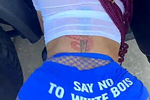 Curvy woman spreads ass and plays with pussy while twerking in shorts