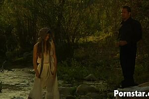 Horny pornstar sexy girl natalia wood fucked outdoors hardcore!
