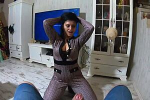 cheating wife blows friend in hot jumpsuit 😈