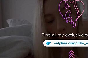 Cute blonde sucks big cock under blanket, cum on stomach