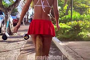 Hairy Babe Plays With Fluffy Buttplug In Public Skirt