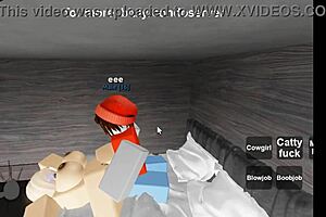 A girl is fucking with a stranger in the Roblox game condo
