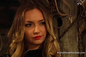 Busty Lesbian Slave Punished by Dom Madame with Natural Tits