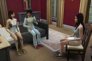 Lucky Guy Fucks Stepmom and Stepsis in Family Threesome