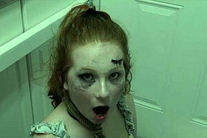 The girl gets the cock from the boot and sucks it with enthusiasm