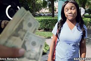 Hot Ebony Nurse! Getting Fucked Hard on the Bus!