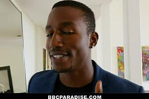 horny housewife deals with black dude that her husband recently fired by fucking him