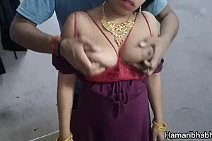 Bhabhi Aishwarya in velvet dress, gets fucked by an Indian guy