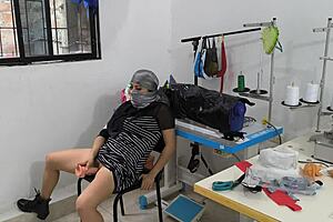 Indian Seamstress Masturbates Sweetly in Her Clothing Workshop