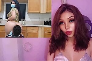 Hot latina stepmom fucks stepson in kitchen!