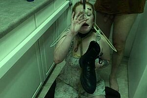 The girl gets the cock from the boot and sucks it with enthusiasm
