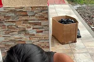 Colombian milf sucks on street