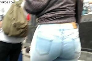 Ass and jeans tightly, no room to move
