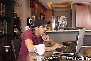 Watch Tiny Teen Throat Monster Cock and Ride It Hard!