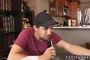 Watch Tiny Teen Throat Monster Cock and Ride It Hard!