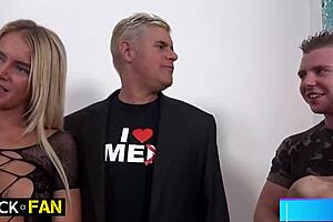 Aisha licks Nesty's pussy while blonde slurps Chad's balls