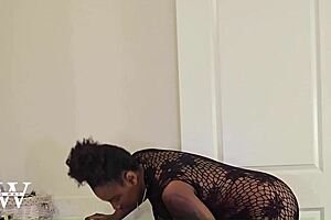 Big tits ebony gets her juicy tits played with in the bathroom