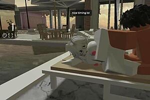 Stranger picked up a pretty white girl in Roblox and fucked her by the pool