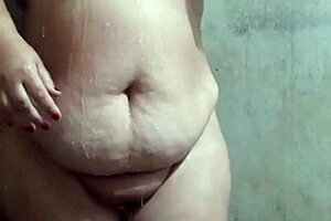 Latina BBW enjoys a relaxing bath in the shower