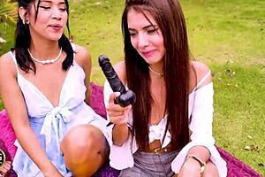A girl, alone, celebrated with two lovely friends