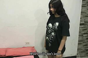 Skinny Latina rides stepbrother after gym and swallows his cum.