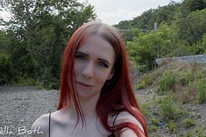Red-haired freak in nature, wild and free