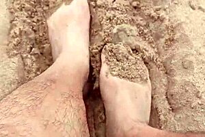 Bare feet exploring sandy shores