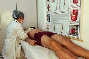 The patient got hard feeling the nurse's touch in the hospital.