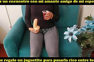 My lover gives me my first double penetration with a thick dildo?