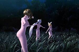 Kagamine Rin Meiko & Haku Knife Project Diva Nude Mod Full Nude