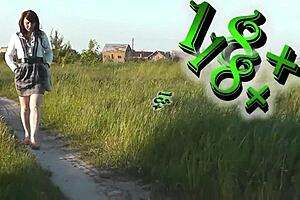 random passerby on street jerked off dick and cum in panties of beautiful brunette milf outdoor outside public shaved pussy milf cumshot public masturbation naked in public outdoors close up