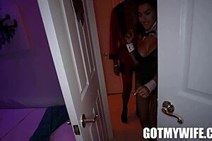 she enjoys her first big black cock with kaby snow while husband watches