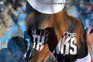 Outdoor wild battle ends with creampie