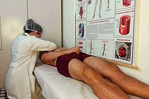 The patient got hard feeling the nurse's touch in the hospital.