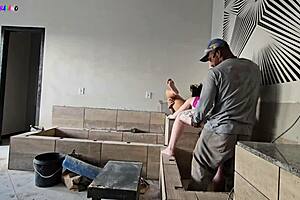 worker gets satisfied when bosses wives visit construction site