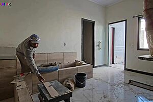 worker gets satisfied when bosses wives visit construction site