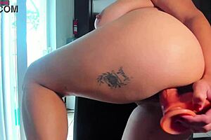 Titty Fuck with Big Dildo and Saliva Play