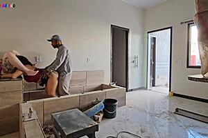 worker gets satisfied when bosses wives visit construction site