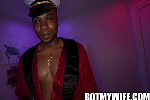 she enjoys her first big black cock with kaby snow while husband watches