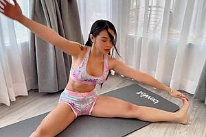 Yoga workout and a buttplug surprise - onlyping